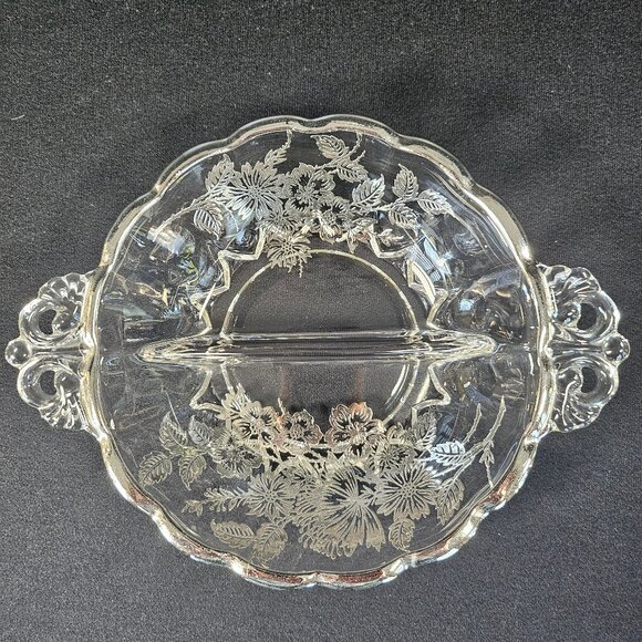 Silver City Blossom Time Divided Relish Dish Handles With Sterling Silver Overla - Picture 5 of 10